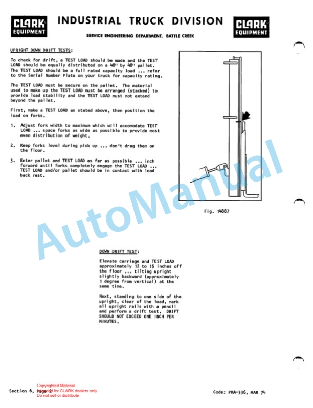 Clark E235 w-EV-100 Planned Maintenance and Adjustment Procedures Manual PMA-436S-4