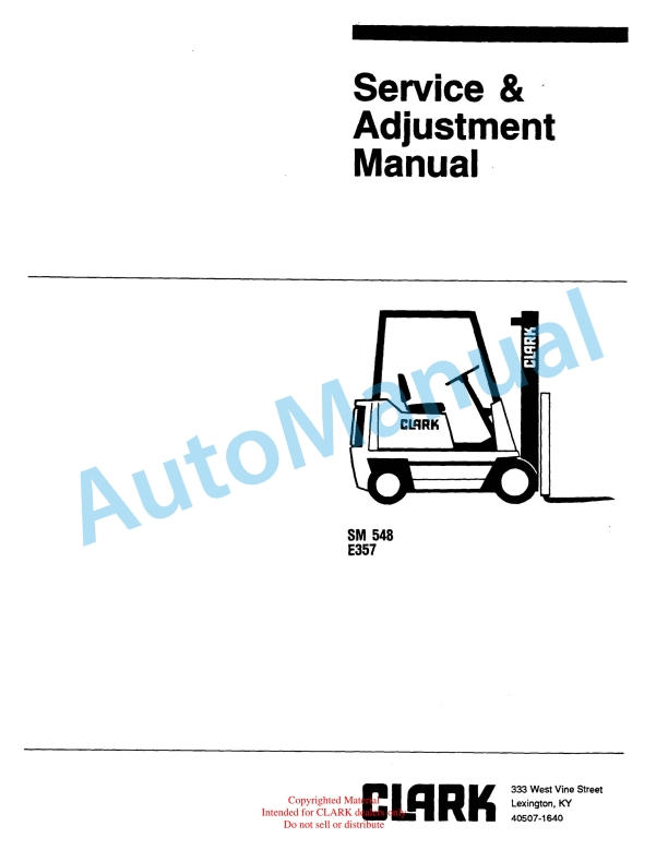 Clark E357 Service and Adjustment Manual SM-548