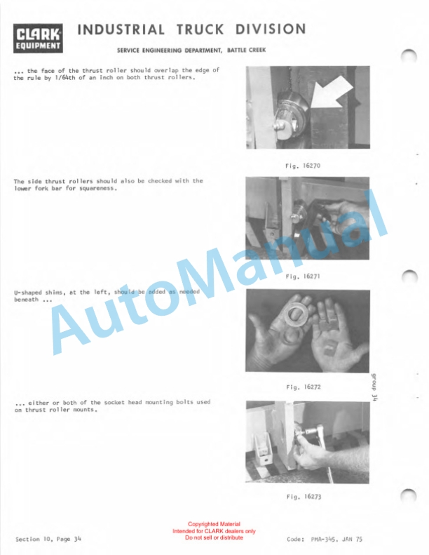 Clark EC 20, EC 25, ECS 30 36-48 Volt Planned Maintenance and Adjustment Procedures Manual PMA-385-4