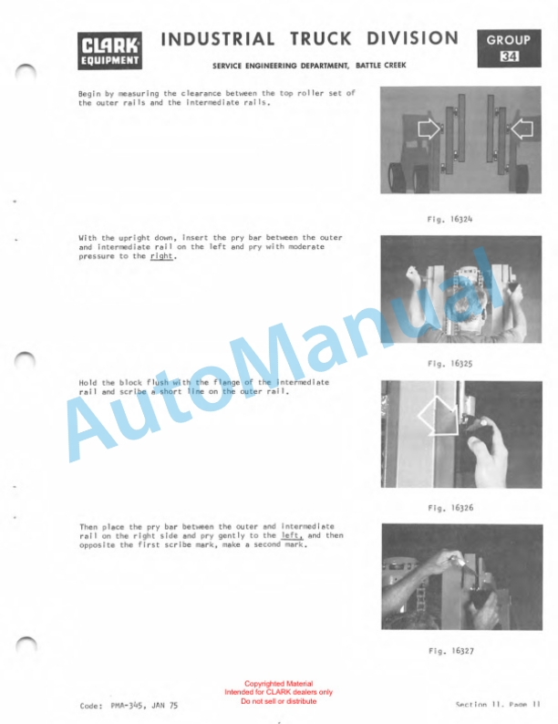 Clark EC 20, EC 25, ECS 30 36-48 Volt Planned Maintenance and Adjustment Procedures Manual PMA-385-5