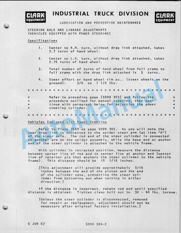 Clark EC 50, EC 60, EC 70, SG 50, SG 60, SG 70 Operator Manual O-218-2