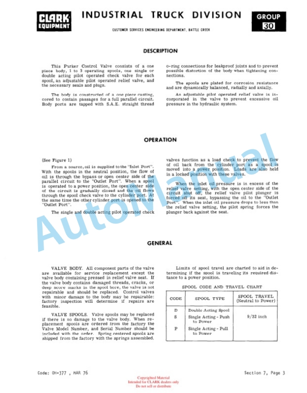 Clark EC-60, EC-80 36-48 Volt Overhaul Manual OH-377-4