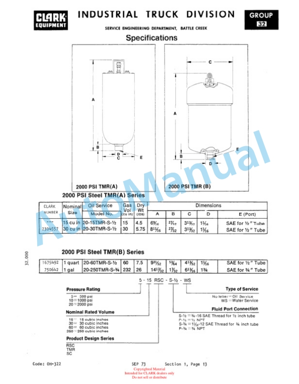 Clark EC-60, EC-80 36-48 Volt Overhaul Manual OH-377-5