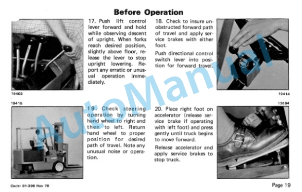 Clark EC-90, EC-100, EC-120 36-48 Volt Operator Instruction Manual OI-398-3