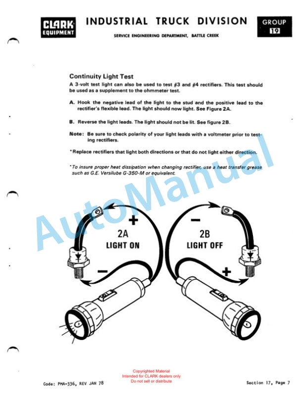 Clark EC300 20, EC300 30 Planned Maintenance and Adjustment Procedures Manual PMA-336-2