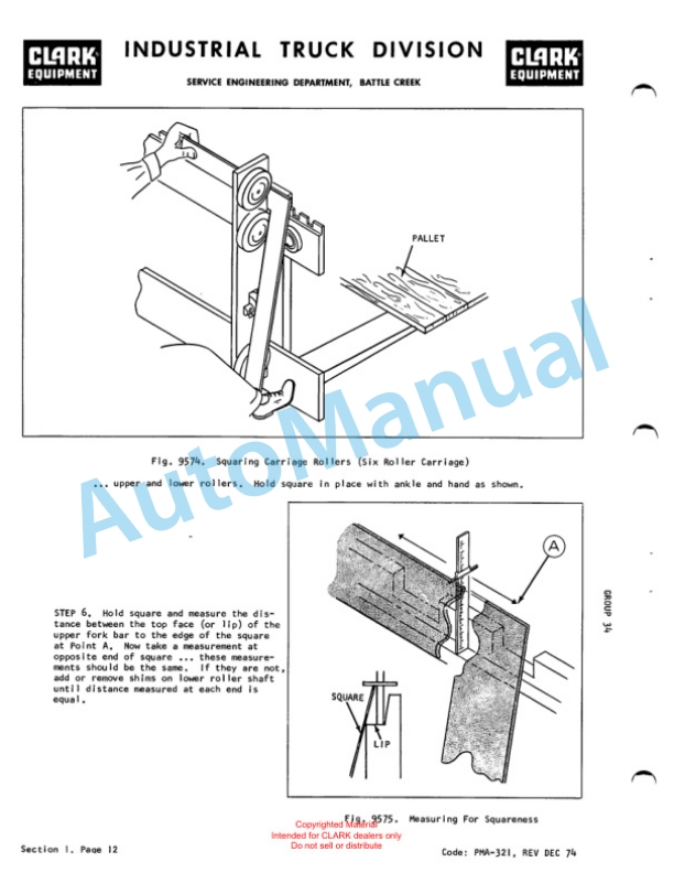 Clark EC300 20, EC300 30 Planned Maintenance and Adjustment Procedures Manual PMA-336-4