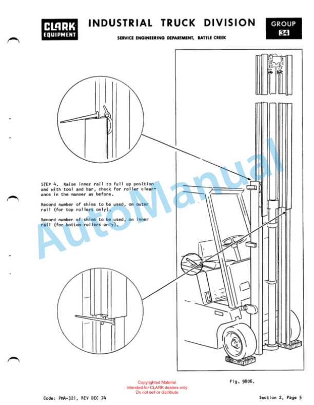 Clark EC300 20, EC300 30 Planned Maintenance and Adjustment Procedures Manual PMA-336-5