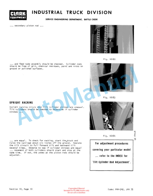 Clark EC500 20, EC500 25, EC500 S30 Planned Maintenance and Adjustment Procedures Manual PMA-386-3