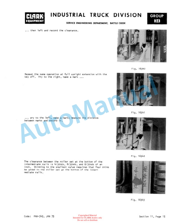 Clark EC500 20, EC500 25, EC500 S30 Planned Maintenance and Adjustment Procedures Manual PMA-386-5