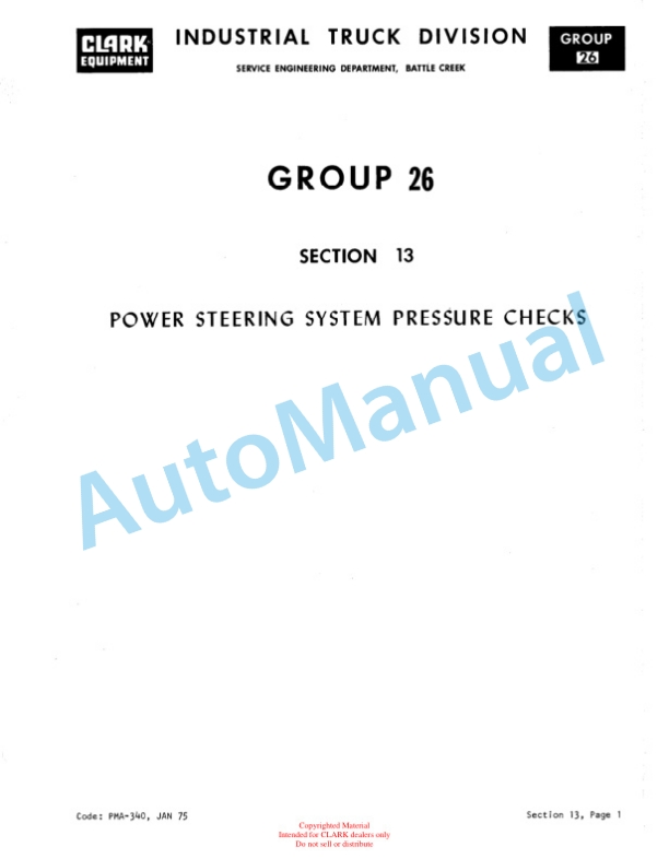 Clark EC500 30-50E Planned Maintenance and Adjustment Procedures Manual PMA-383-2