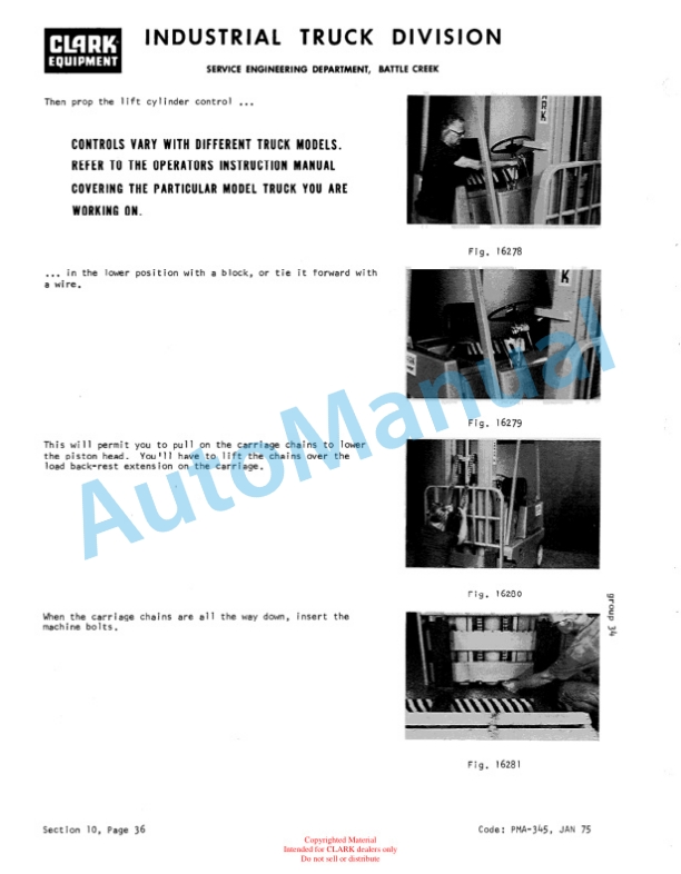 Clark EC500 30-50E Planned Maintenance and Adjustment Procedures Manual PMA-383-4