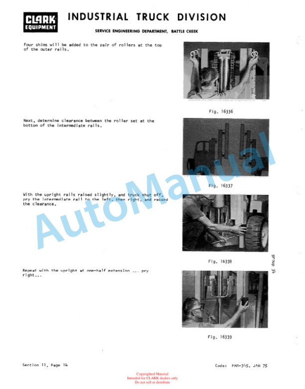 Clark EC500 30-50E Planned Maintenance and Adjustment Procedures Manual PMA-383-5