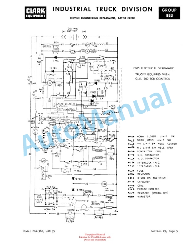 Clark EC500 60, EC500 70, EC500 80 Planned Maintenance and Adjustment Procedures Manual PMA-340-2