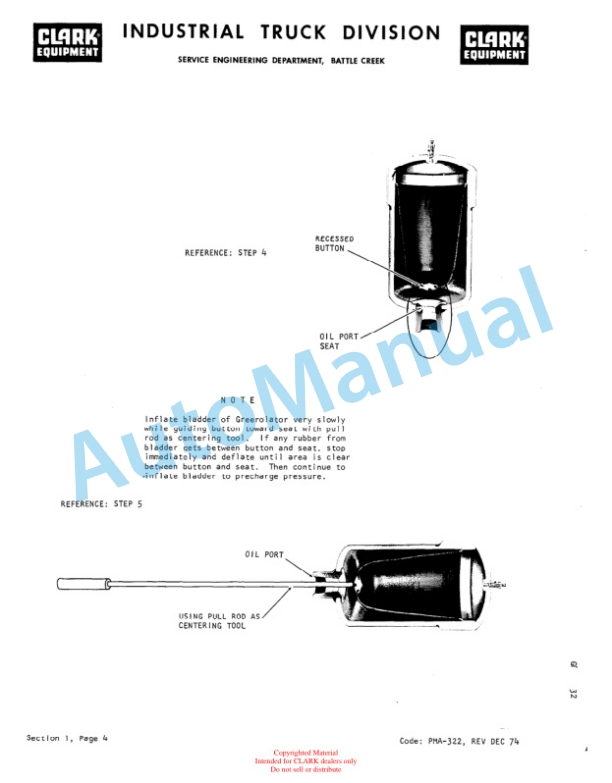Clark EC500 60, EC500 70, EC500 80 Planned Maintenance and Adjustment Procedures Manual PMA-340-3