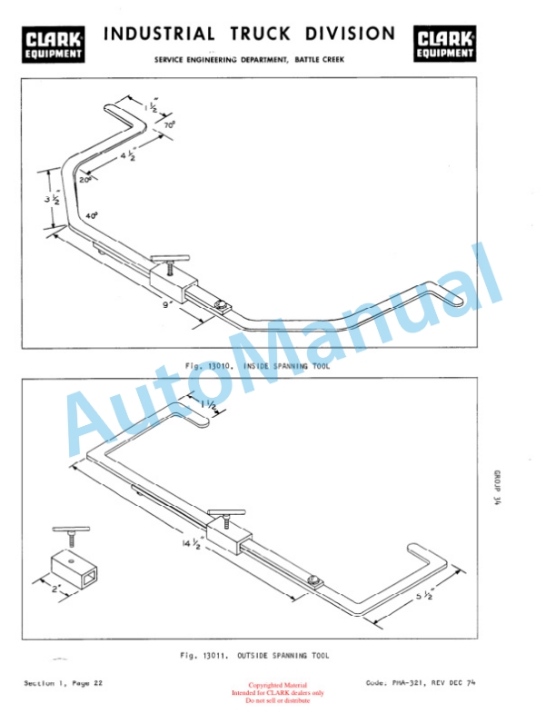 Clark EC500 60, EC500 70, EC500 80 Planned Maintenance and Adjustment Procedures Manual PMA-340-4