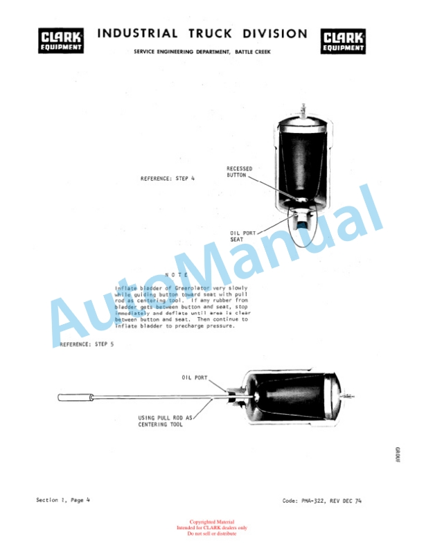 Clark EC500 685 Planned Maintenance and Adjustment Procedures Manual PMA-432-3