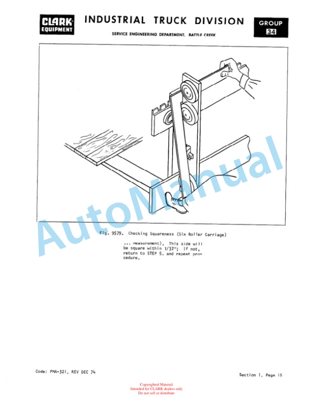 Clark EC500-912 Planned Maintenance and Adjustment Procedures Manual PMA-398-3