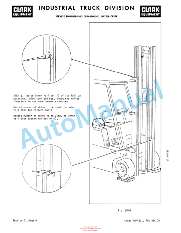 Clark EC500 - E355 Planned Maintenance and Adjustment Procedures Manual PMA-418-3