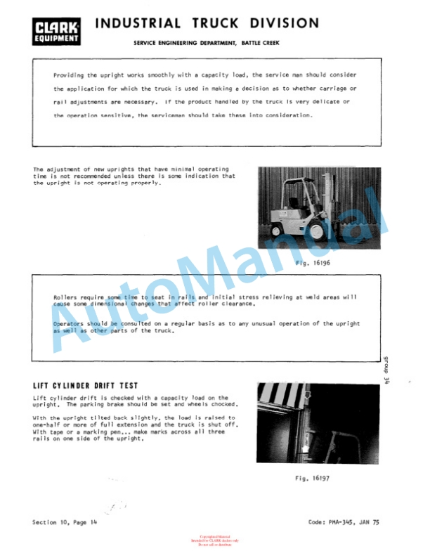 Clark EC500 - E355 Planned Maintenance and Adjustment Procedures Manual PMA-418-4