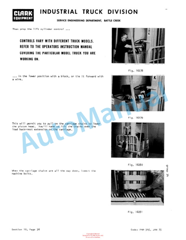 Clark EC500 - E355 Planned Maintenance and Adjustment Procedures Manual PMA-418-5