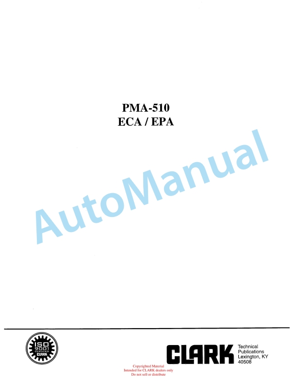 Clark ECA, EPA Planned Maintenance and Adjustment Procedures Manual PMA-510