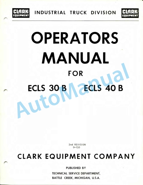 Clark ECLS 30 B, ECLS 40 B Operator Manual