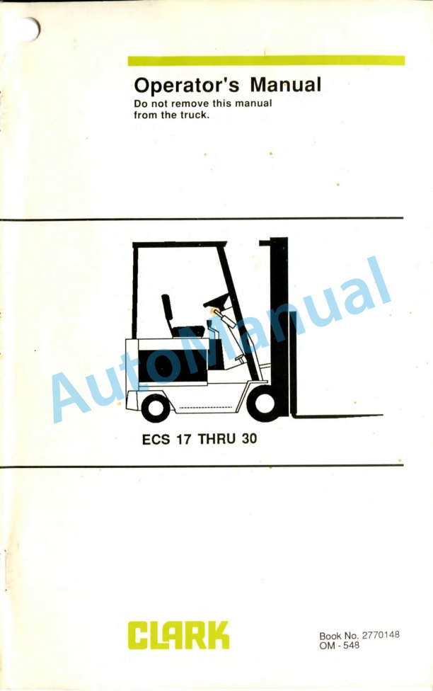 Clark ECS 17-30 Operator Manual OM-548