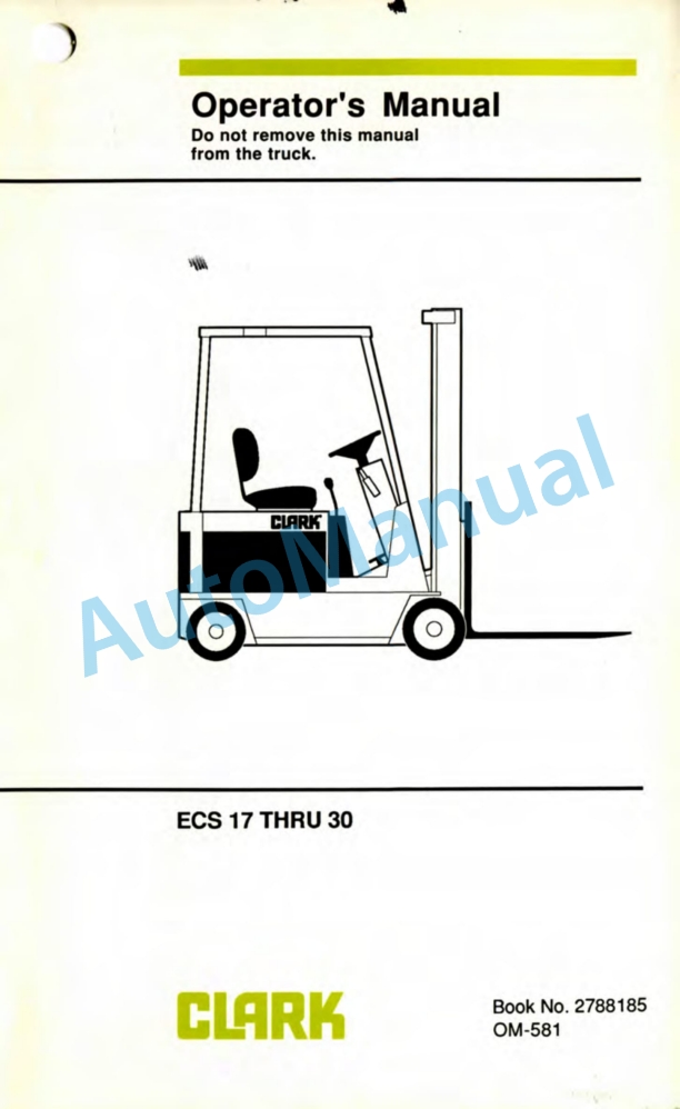 Clark ECS 17-30 Operator Manual OM-581