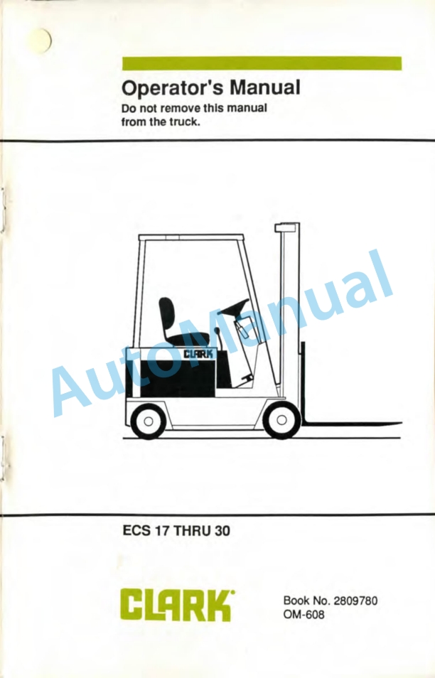 Clark ECS 17-30 Operator Manual OM-608
