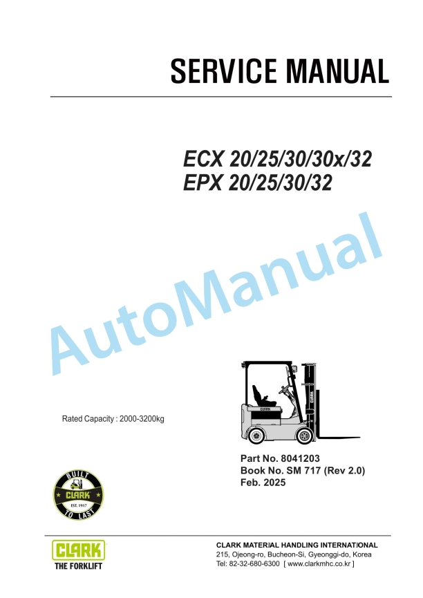Clark ECX 20, 25, 30, 30x, 32, EPX 20, 25, 30, 32 Service Manual SM-717