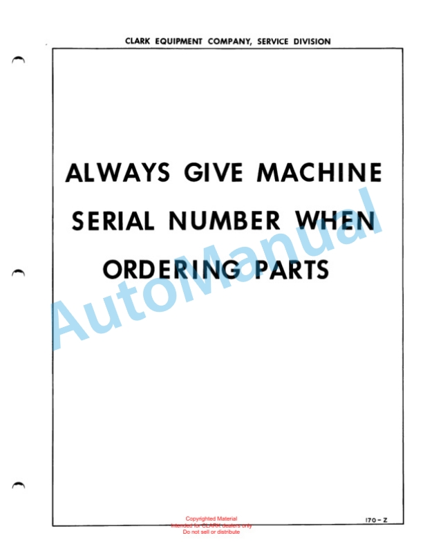Clark Electric Clarklift Low Silhouette-20 Maintenance Manual and Parts Book XS7A-3