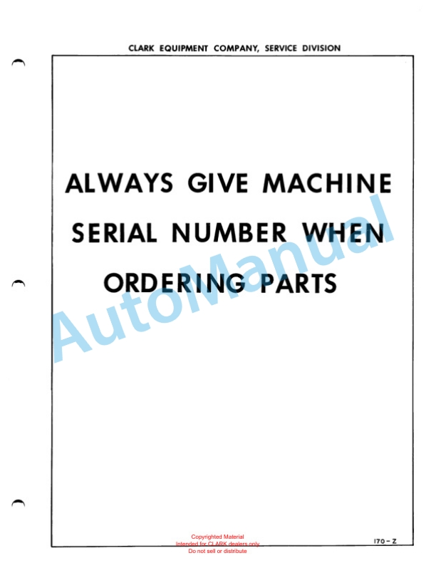 Clark Electric Clarklift Low Silhouette-20 Maintenance Manual and Parts Book XS7A-5