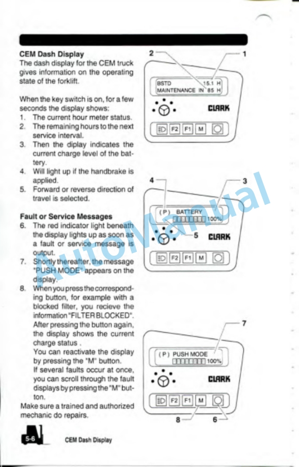 Clark Electric Rider Lift Trucks Operator Manual OM-633-2