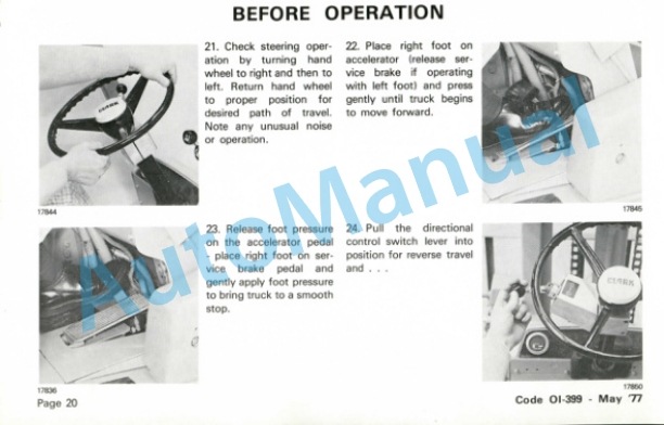 Clark Electric Yardlift EC 500Y 60-70 Model 72 Volt Operator Instructions OI-399-3