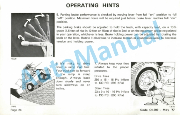Clark Electric Yardlift EC 500Y 60-70 Model 72 Volt Operator Instructions OI-399-5