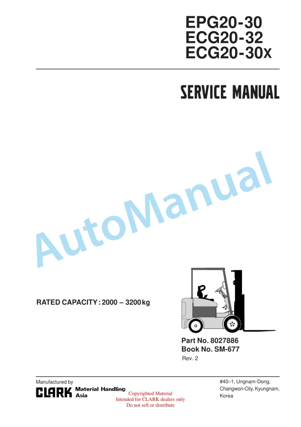 Clark EPG20-30, ECG20-32, ECG20-30X Service Manual SM-677