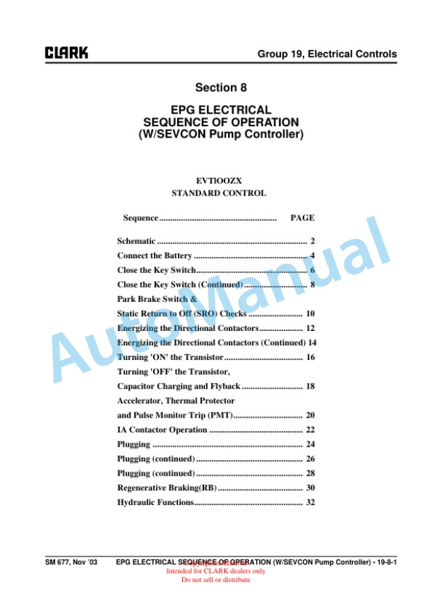 Alternative view of Clark EPG20-30, ECG20-32, ECG20-30X Service Manual SM-677