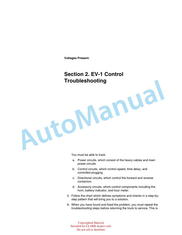 Clark ET201 Troubleshooting the EV 1 Control Technical Training-4
