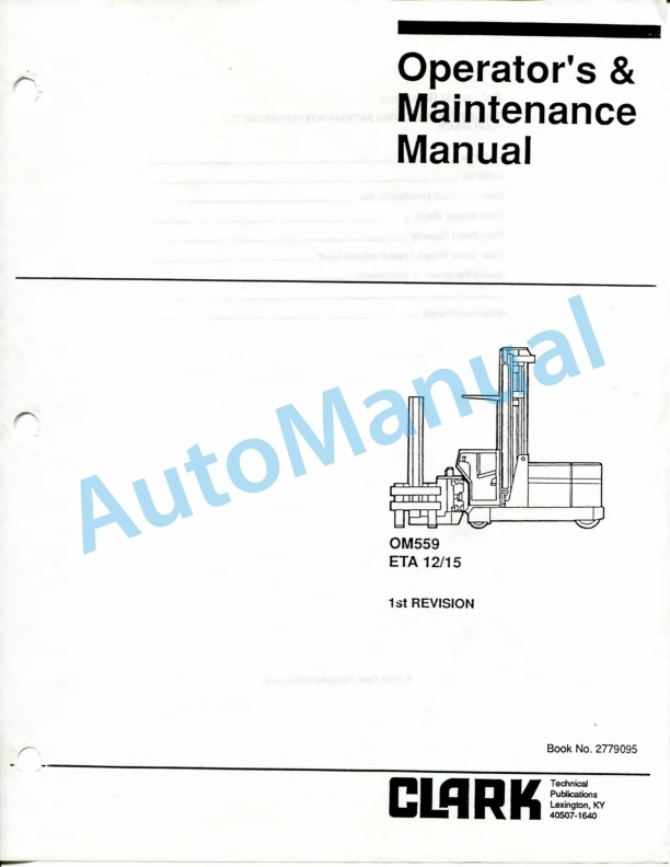 Clark ETA 12, ETA 15 Operator and Maintenance Manual OM-559