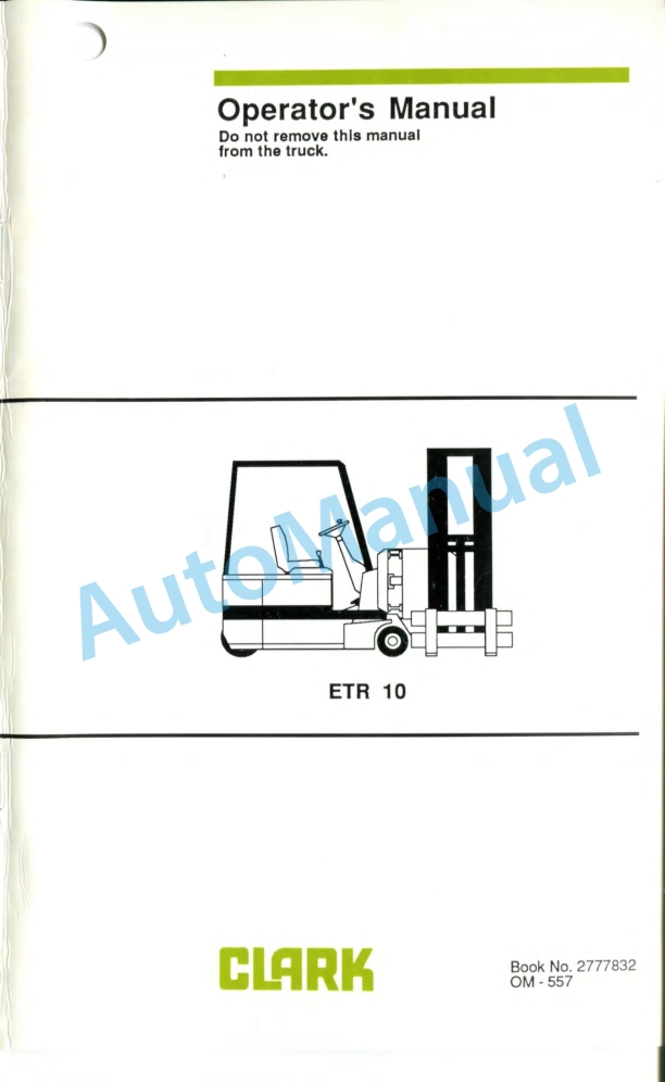 Clark ETR 10 Operator Manual OM-557