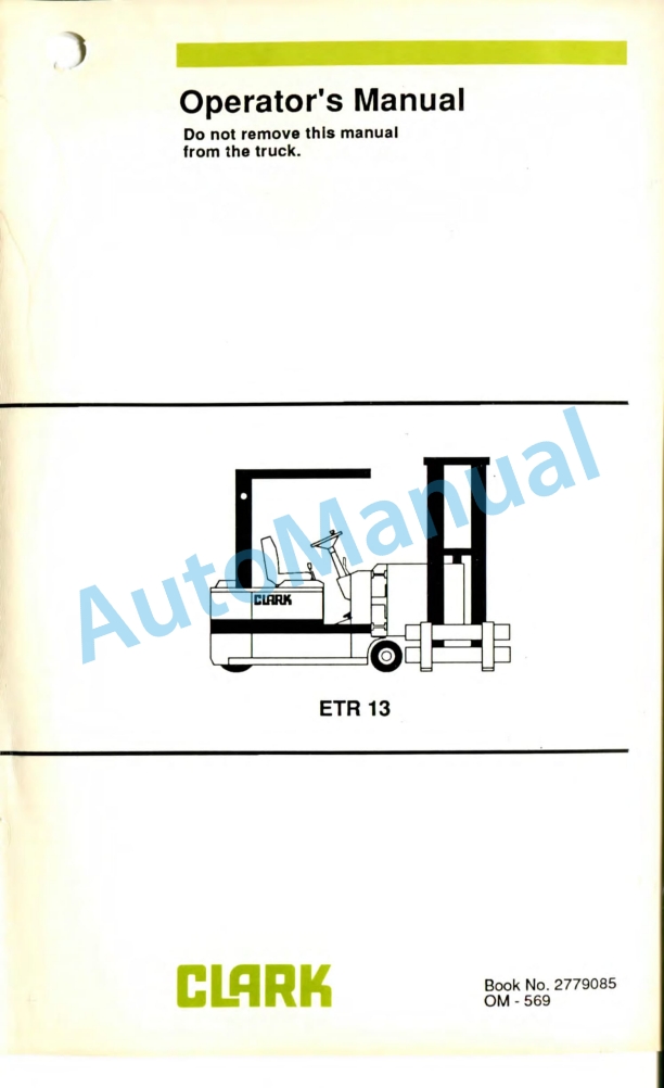 Clark ETR 13 Operator Manual OM-569