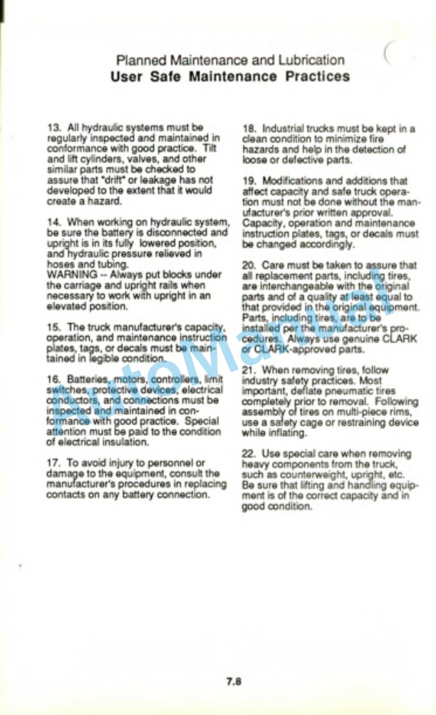 Clark ETR 13 Operator Manual OM-569-4