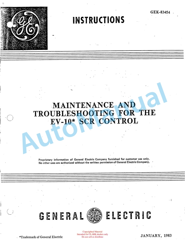 Clark EV-10 SCR Maintenance and Troubleshooting