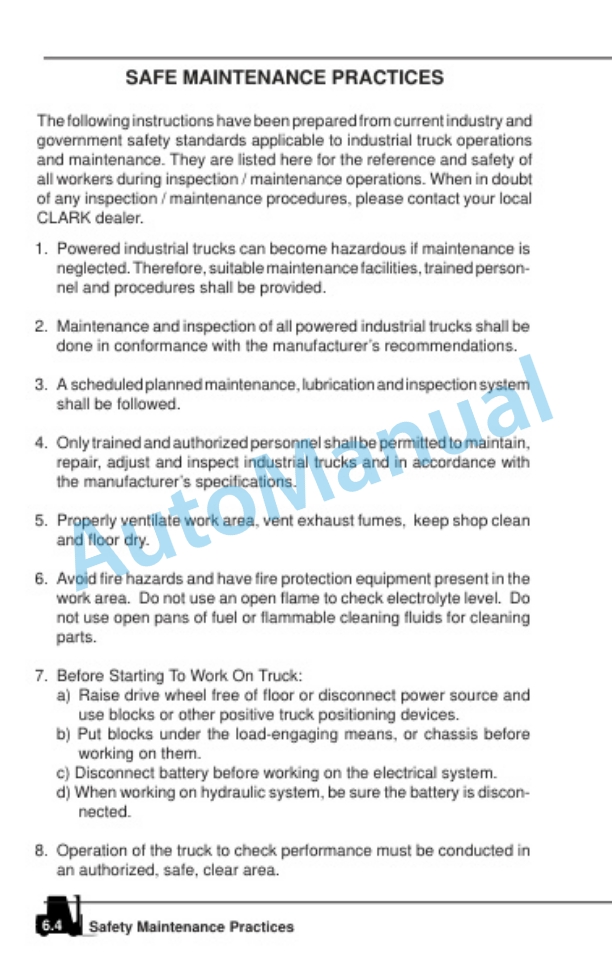 Clark EWP30 Operator Manual OM-722-4