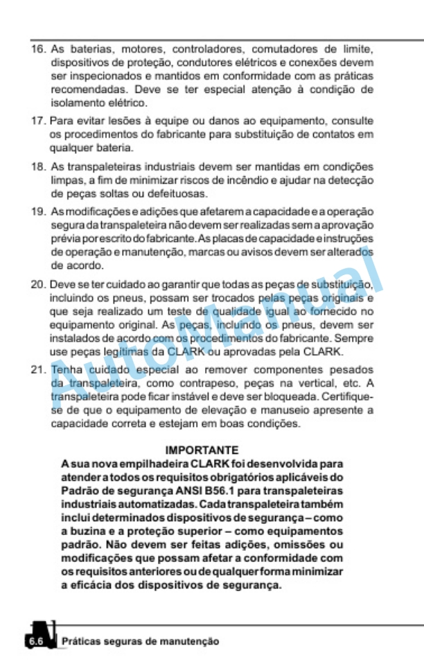 Clark EWP45 Operator Manual OM-721 BR-4