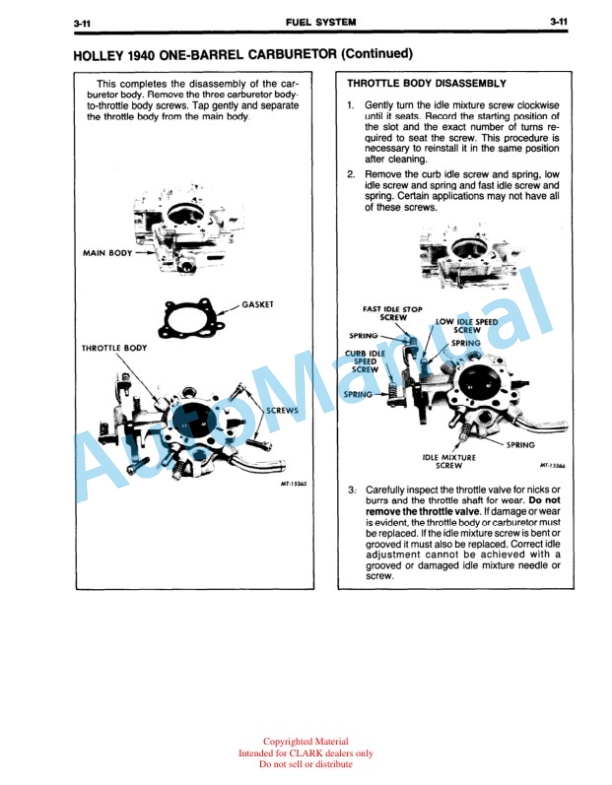 Clark Ford CSG 649 Industrial Engine Service Manual PPO-194 210-86-3