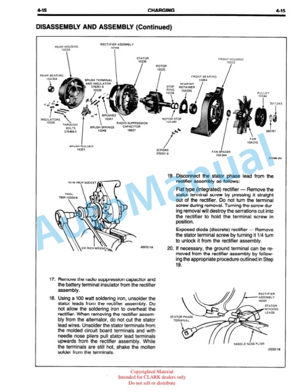 Clark Ford CSG 649 Industrial Engine Service Manual PPO-194 210-86-5