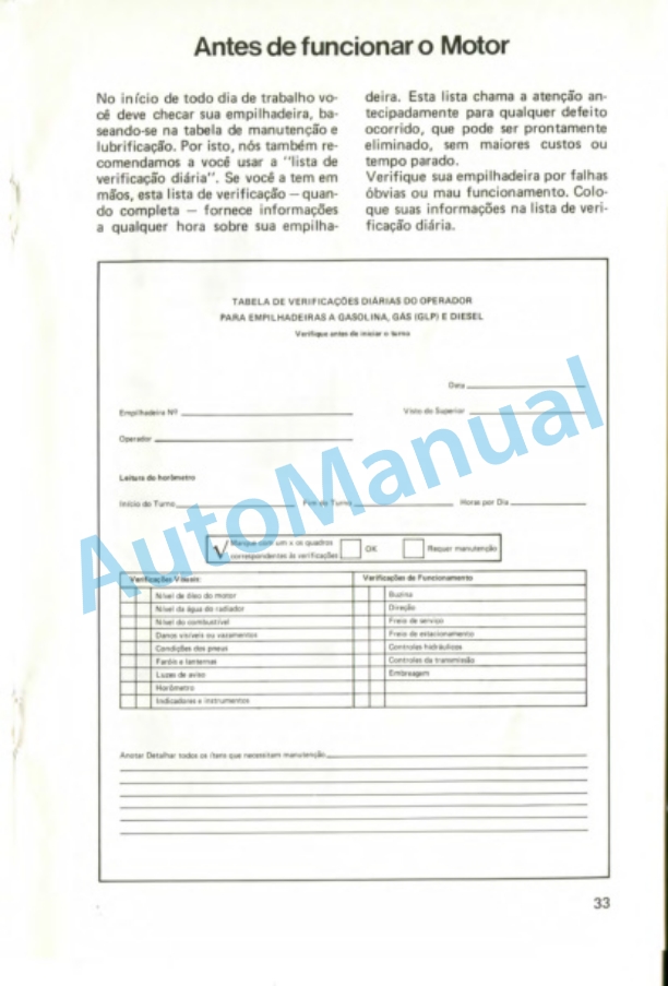 Clark Fork Lift C 300 HY 40, 50, 60 D Gasoline, LPG, Diesel, Alcohol Operator Instruction Manual OI-536-2