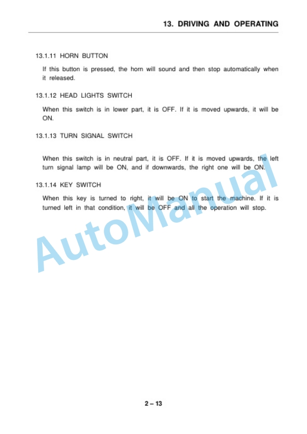 Alternative view of Clark Fork Lift CER10-13, CER14-15-18, CER20-25 Operation and Maintenance Manual OM-694