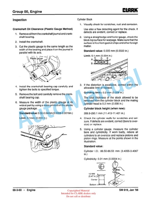 Alternative view of Clark G127, GP127, G127E, GP127E Service Manual SM-619